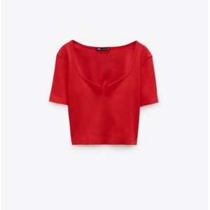 Zara cropped ribbed t-shirt
